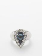 Saint Laurent - Princess Pear-cut Crystal Halo Ring - Womens - Silver