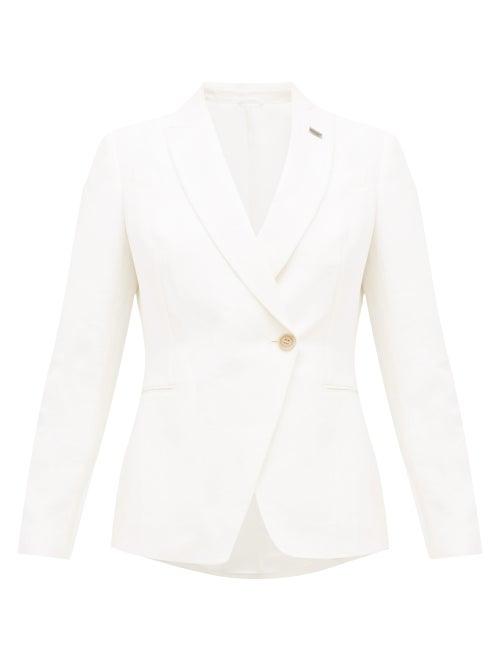 Matchesfashion.com Brunello Cucinelli - Double-breasted Linen-blend Blazer - Womens - Ivory