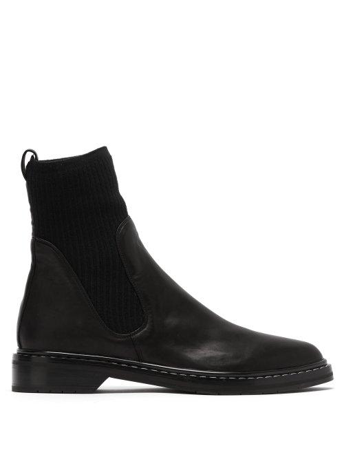 Matchesfashion.com The Row - Fara Cashmere Insert Leather Boots - Womens - Black
