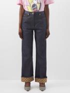 Gucci - Gg Supreme-canvas Hem Relaxed-fit Jeans - Womens - Dark Denim