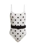 Matchesfashion.com Solid & Striped - Nina Polka Dot Swimsuit - Womens - White Black