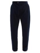 Matchesfashion.com Oliver Spencer - Pleated Cotton-blend Corduroy Trousers - Mens - Navy