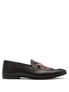Matchesfashion.com Gucci - Brixton Kingsnake Embroidered Leather Loafers - Mens - Black Multi