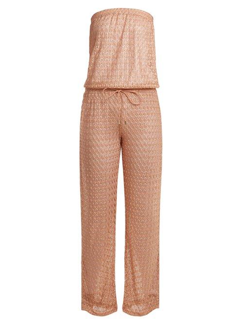 Matchesfashion.com Melissa Odabash - Grace Strapless Crochet Knit Jumpsuit - Womens - Pink