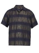 Matchesfashion.com Needles - Short Sleeved Metallic Jacquard Shirt - Mens - Navy