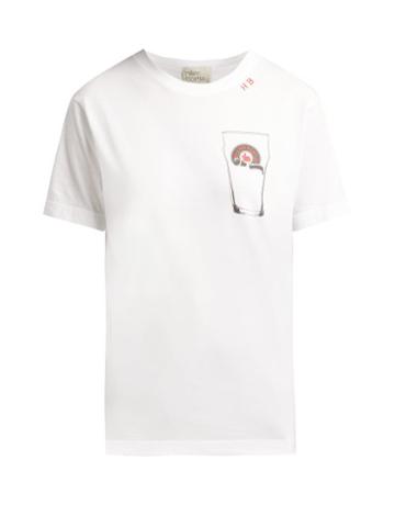 Matchesfashion.com Hillier Bartley - Pint Glass Print Cotton T Shirt - Womens - White Multi