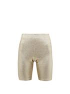 Matchesfashion.com Paco Rabanne - Logo Trimmed Metallic Shorts - Womens - Gold