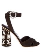 Dolce & Gabbana Crystal Embellished Block-heel Suede Sandals