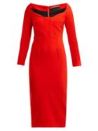 Matchesfashion.com Roland Mouret - Ardon Sweetheart Neckline Cady Dress - Womens - Red