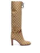 Matchesfashion.com Gucci - Lisa Gg Supreme Jacquard Boots - Womens - Beige Multi