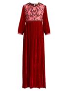 Matchesfashion.com Muzungu Sisters - Touba Embroidered Velvet Dress - Womens - Red