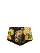 Matchesfashion.com Dolce & Gabbana - Floral Print High Rise Bikini Briefs - Womens - Black Multi