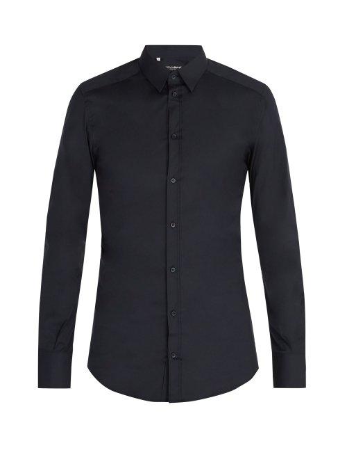 Matchesfashion.com Dolce & Gabbana - Johnny Stretch Cotton Shirt - Mens - Navy