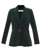 Cefinn - Jamie Single-breasted Cotton-velvet Jacket - Womens - Dark Green