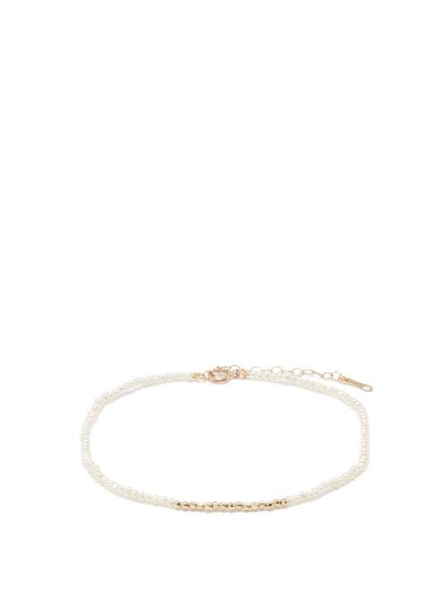 Mizuki - Pearl & 14kt Gold Beaded Anklet - Womens - Pearl