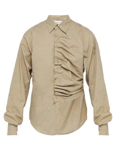 Matchesfashion.com Bianca Saunders - Creased Pleat Cotton Shirt - Mens - Beige