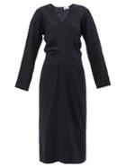 Raey - Draped Raglan-sleeve Wrap Dress - Womens - Navy