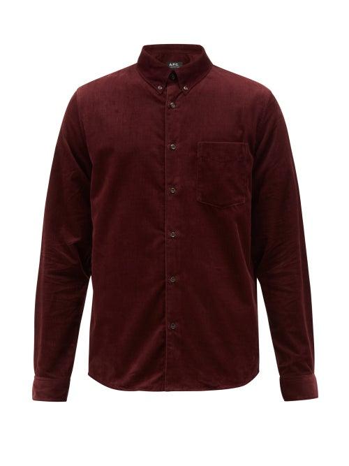 Matchesfashion.com A.p.c. - Button Down Cotton Needlecord Shirt - Mens - Burgundy