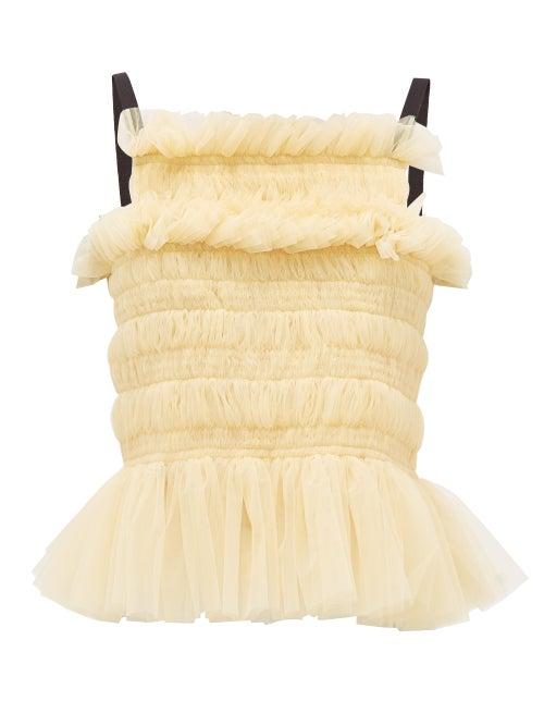 Matchesfashion.com Molly Goddard - Betsy Hand-smocked Tulle Top - Womens - Cream