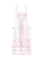 Juliet Dunn - Mosaic Tie-strap Embroidered Cotton Sun Dress - Womens - White Multi