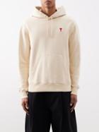 Ami - Ami De Coeur Drawstring Cotton-jersey Hoodie - Mens - Beige