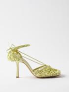 Bottega Veneta - Stretch Shell-embellished Wraparound Leather Pumps - Womens - Light Yellow