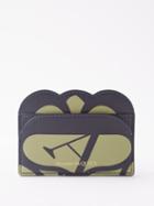 Alexander Mcqueen - Logo-print Leather Cardholder - Womens - Sage/navy