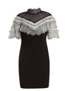Self-portrait Lace-trimmed Short-sleeved Cady Dress