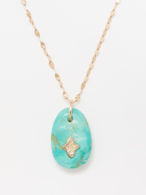 Pascale Monvoisin - Gaia No.1 Diamond, Turquoise & 9kt Gold Necklace - Womens - Gold Multi