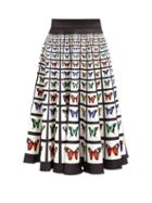 Matchesfashion.com Mary Katrantzou - Flip Butterfly Print Neoprene Midi Skirt - Womens - White Multi