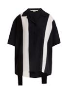 Stella Mccartney Notch-lapel Striped-panel Silk Shirt