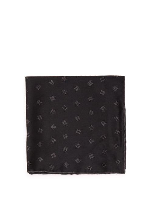 Matchesfashion.com Givenchy - 4g Logo Print Silk Twill Pocket Square - Mens - Black