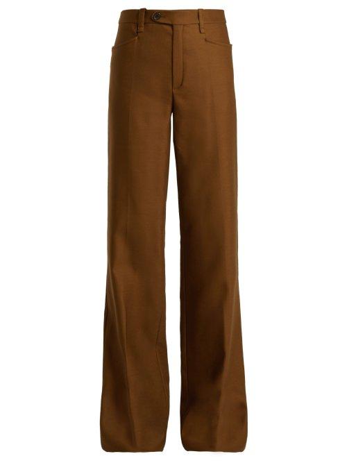 Matchesfashion.com Chlo - Tuxedo High Rise Wool Blend Trousers - Womens - Brown