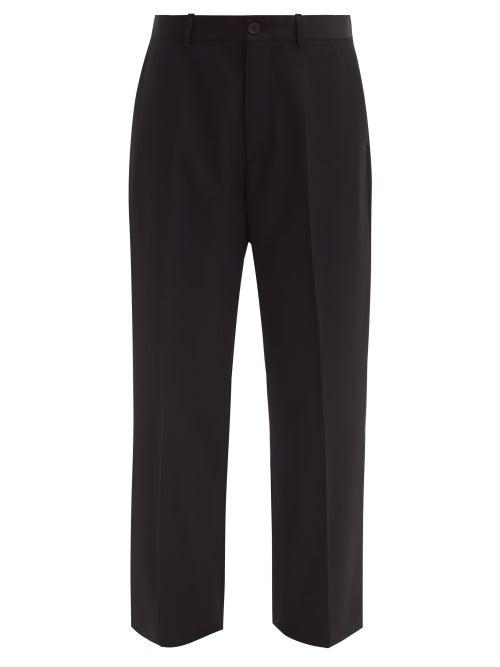 Balenciaga - Cropped Wool-twill Trousers - Womens - Black