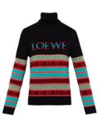 Matchesfashion.com Loewe - Logo Jacquard Wool Blend Sweatshirt - Mens - Black Multi