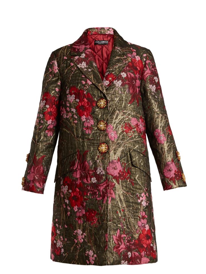 Dolce & Gabbana Single-breasted Floral-jacquard Coat