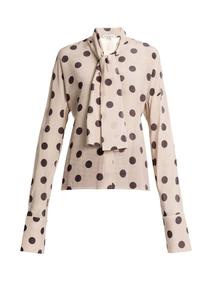 Natasha Zinko Tie-neck Polka-dot Silk-crepe Blouse