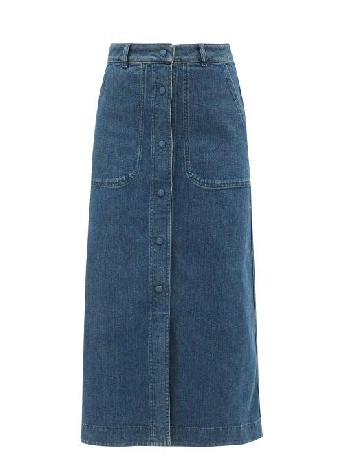 Chlo - High-rise Buttoned Denim Skirt - Womens - Denim