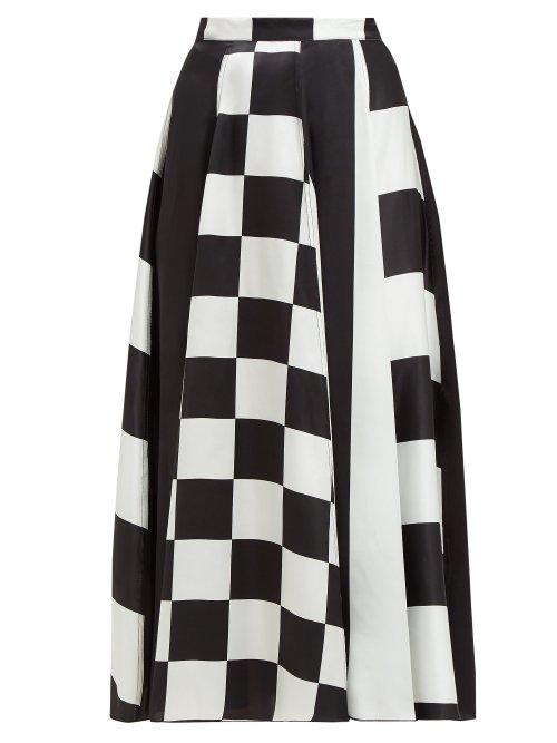 Matchesfashion.com Dodo Bar Or - Martha High Rise Silk Satin Midi Skirt - Womens - Black White
