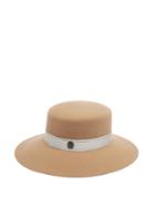 Matchesfashion.com Maison Michel - New Kendall Linen-band Felt Hat - Womens - Beige White