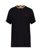 Matchesfashion.com Burberry - Icon Stripe Cotton T Shirt - Mens - Black