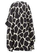 Matchesfashion.com Valentino - 1966 Giraffe-print Belted Wool-crepe Cape - Womens - Black White