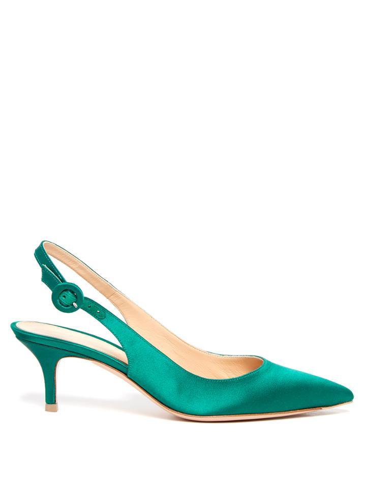 Gianvito Rossi Anna Slingback Kitten-heel Satin Pumps