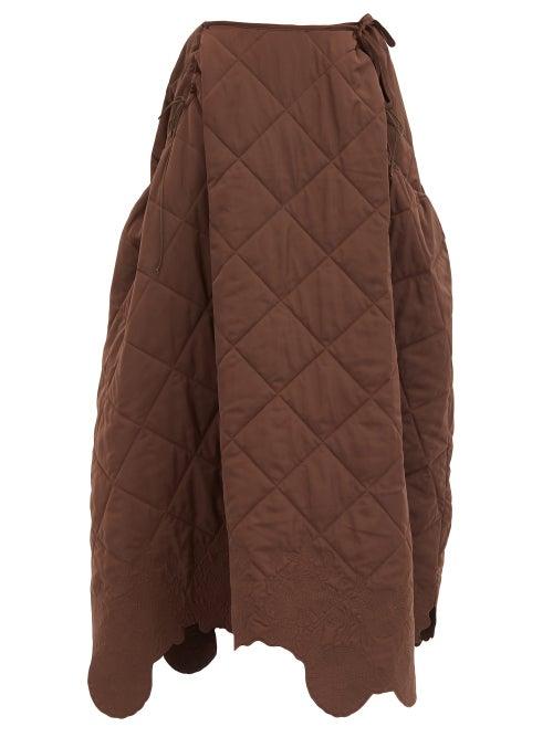 Matchesfashion.com Cecilie Bahnsen - Lykke High-rise Quilted-faille Skirt - Womens - Brown