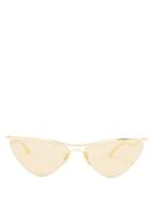 Matchesfashion.com Balenciaga - Mirrored Cat-eye Metal Sunglasses - Womens - Gold