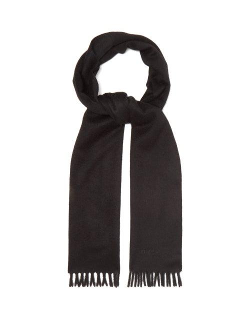 Matchesfashion.com Prada - Logo Embroidered Brushed Cashmere Scarf - Mens - Black