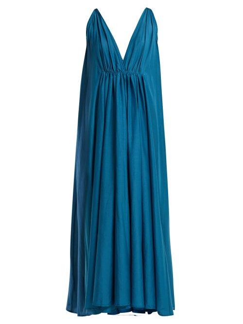 Matchesfashion.com Kalita - Clemence Silk Blend Maxi Dress - Womens - Blue