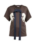 Matchesfashion.com Chlo - Little Horses Sash Trimmed Cotton T Shirt - Womens - Dark Brown