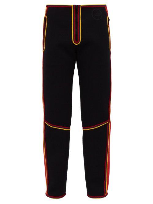 Matchesfashion.com Calvin Klein 205w39nyc - Stripe Trim Neoprene Scuba Trousers - Mens - Black Red