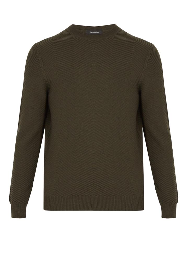 Ermenegildo Zegna Zigzag-knit Wool And Cashmere-blend Sweater